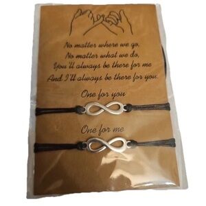 2 pc Couples, BFFs, Friendship Infinity Charm Adjustable Bracelet Set, Promise